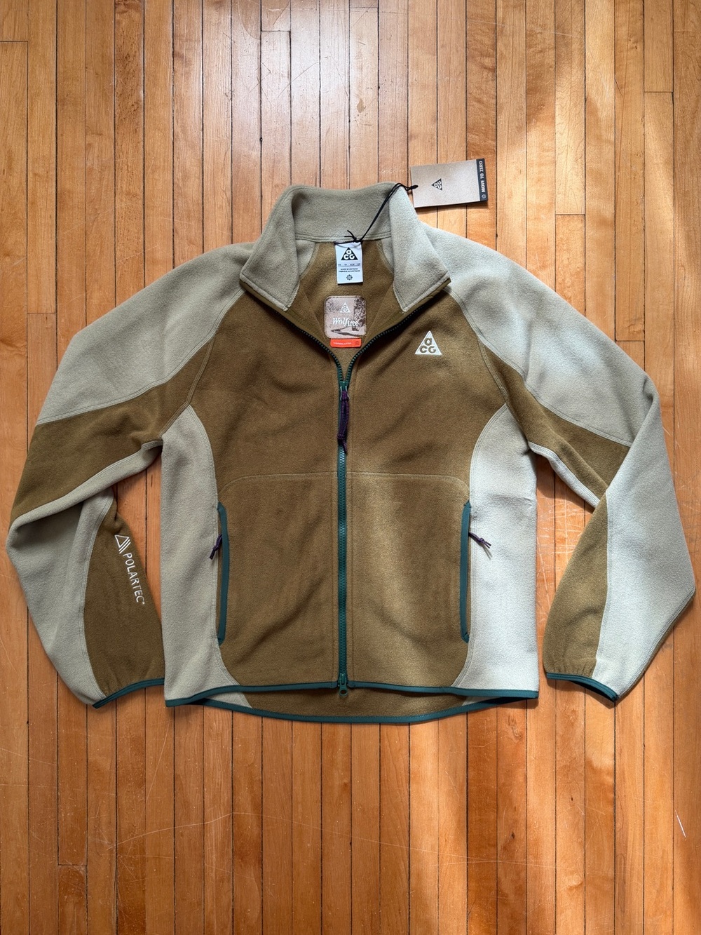 NWT Nike ACG Wolf Tree Polartec Full Zip Fleece Jacket Olive Flak IF0964-368- XS